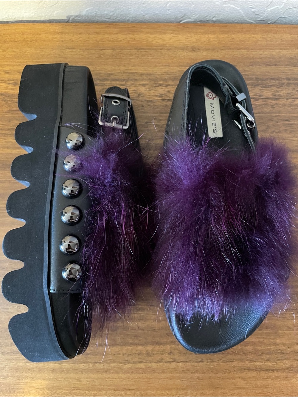 Japanese Brand “Movie’s” Purple Faux Fur Platforms Size 39 or 8.5